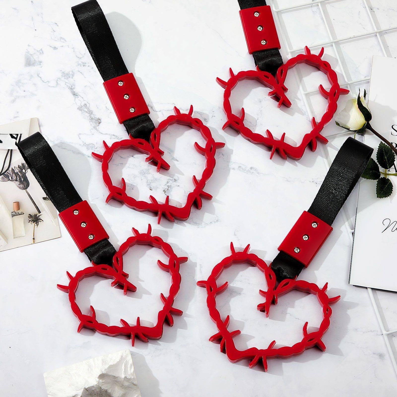 Amazon.com: 4 Pieces Heart Handle Keychains Car Accessory Heart